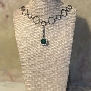 Elegant Gunmetal and Green Necklace